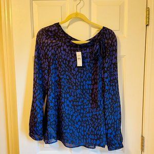 NWT ANN TAYLOR LOFT Purple and Black Blouse